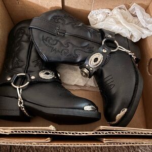 Black Western Cowboy Boots with Silver Accents